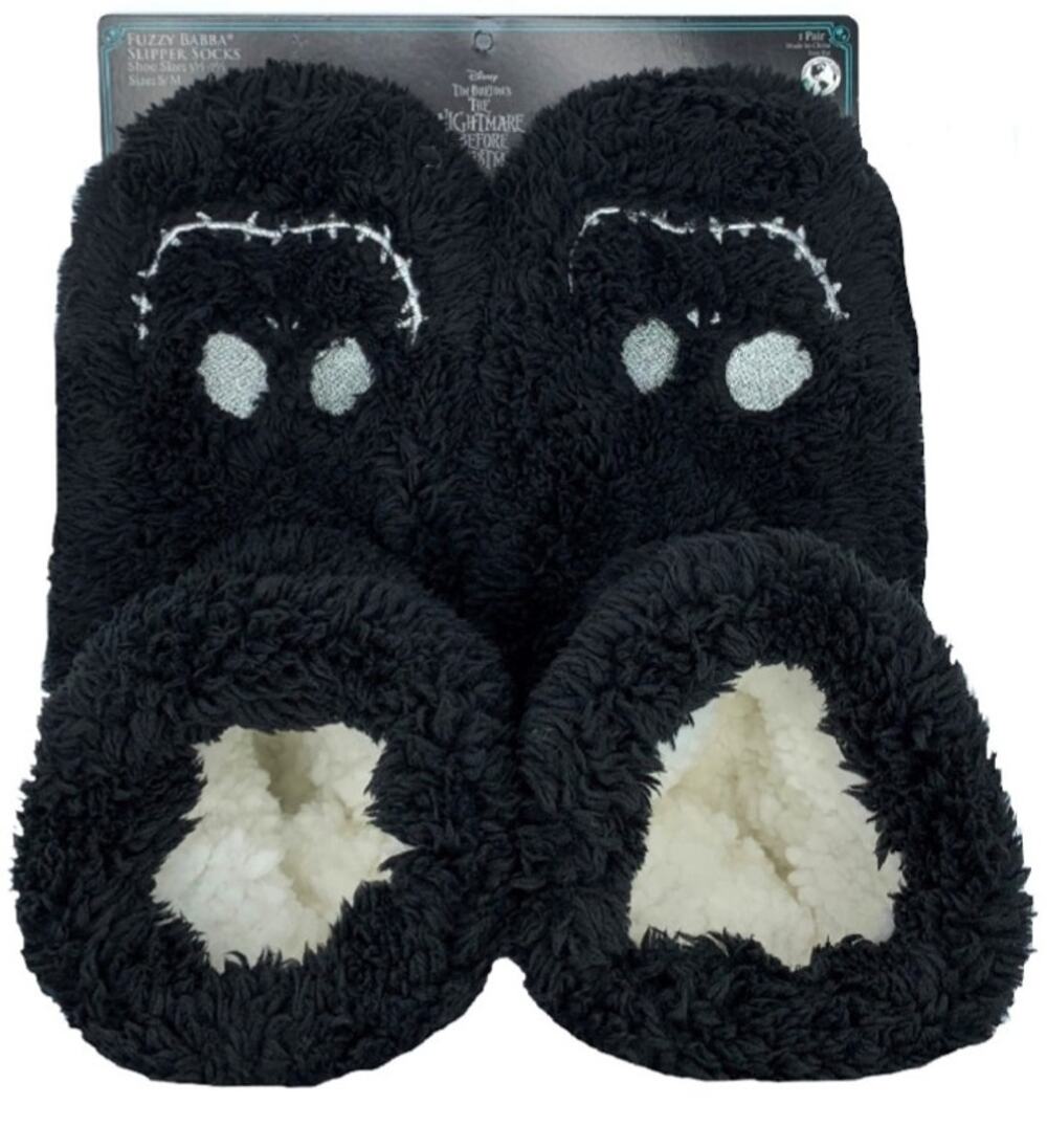 Disney's Nightmare Before Christmas Bootie Black Fuzzy Babba Slipper Socks (s/m)